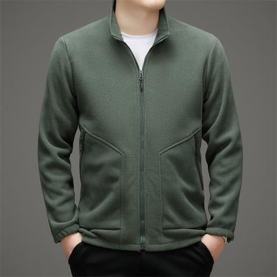 Autumn New Solid Color Top Men's Warm Polar Fleece Jacket Fashionable Warm Top
