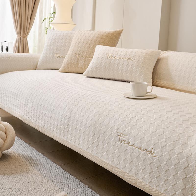 Milk Fleece Sofa Cushion Winter Short Plush Non-Slip Seat Cushion Simple And Advanced Sense Thickened Leather Sofa Cover Cover Cloth