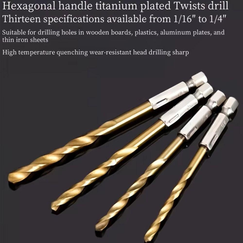 Hex Shank Twist Drill Bit Titanium Woodworking Drill Bit Portable Hole Opener Drill