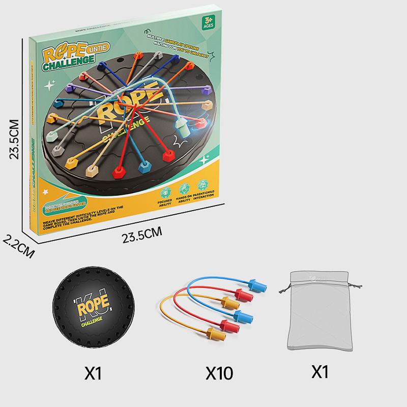 

1 Set Kid Rope Knots Puzzle Social Board Game Color Line Twisted Connected Ropes Sorting Logic Thinking Challenge Strategy Table Game 1 set