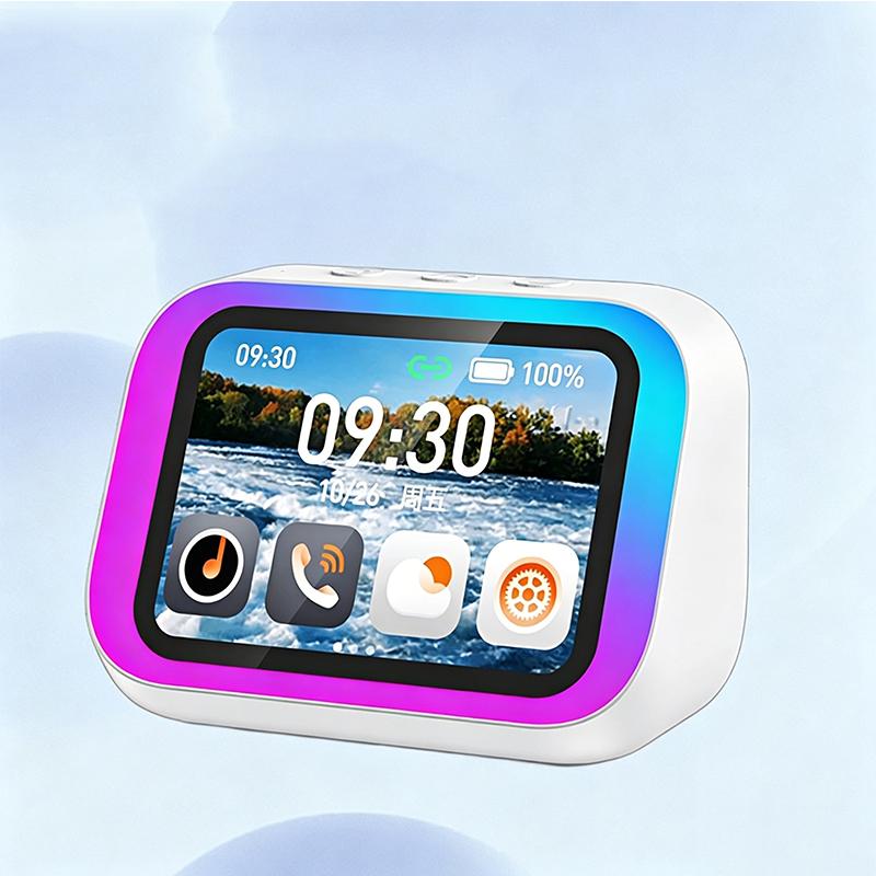 AI Smart Bluetooth 5.4 Speaker With RGB Color Lighting Smart Alarm Clock Voice Assistant Touch Screen LED Weather Clock Display