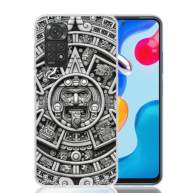 Mayan Stone Totem Pole Phone Case For Xiaomi Redmi Note 13 14 15 Pro Plus 12S 12 14S 11S 11E 10 10S 11 11T 5G 4G Cover Coque Red