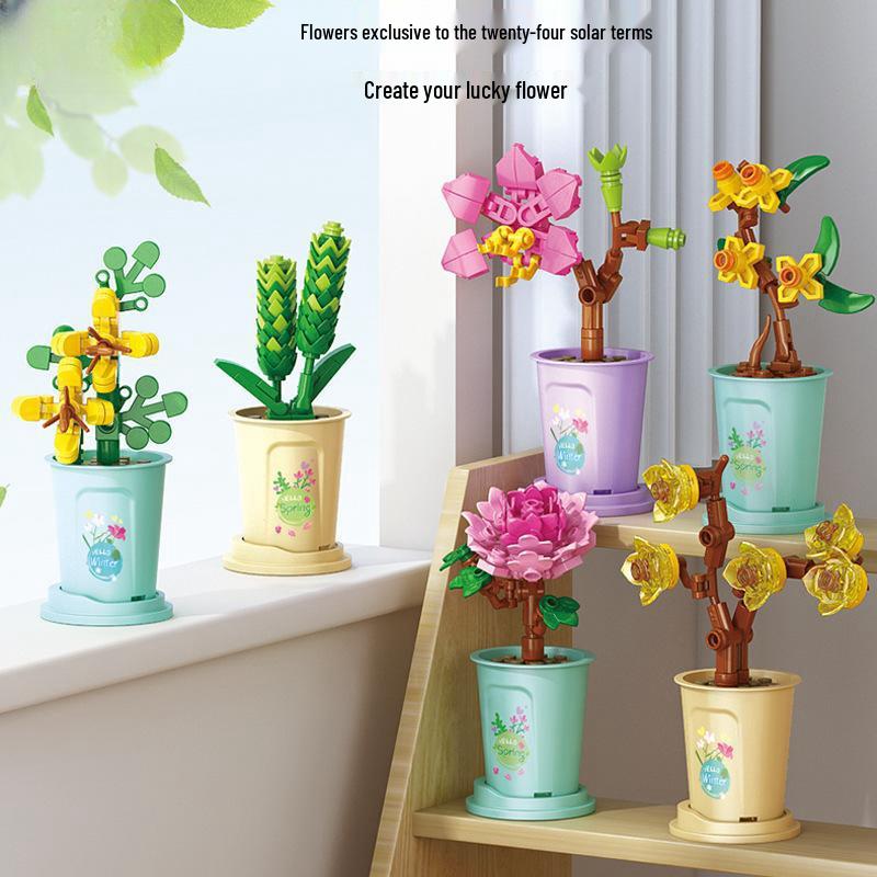 Succulent Bonsai Building Block Flowers - Compatible with Lego, Small Particle Assembly Toys for Girls