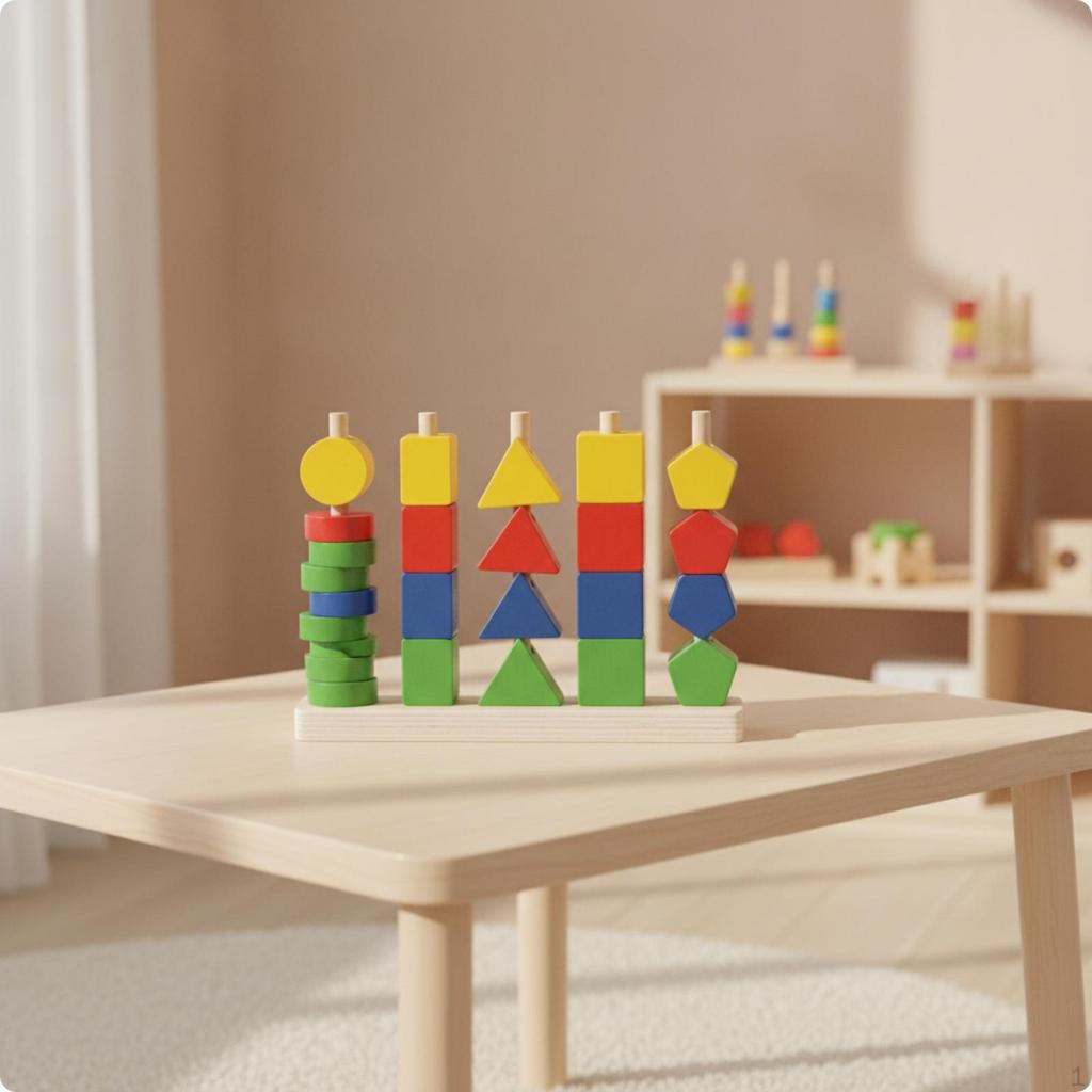 Educational Shape Sorter with Pegs | WaterBased Painted Finish, Stacking Toy Pegs, for Home