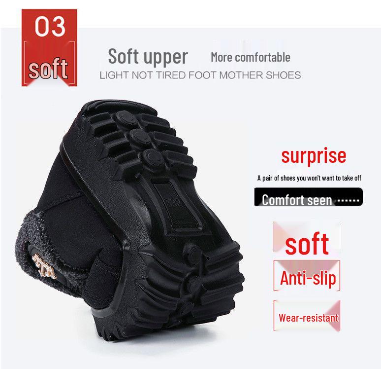 Women's Winter Cotton Boots - Velvet-Lined, Non-Slip Snow Boots for Middle-Aged & Elderly, Plus Size Available