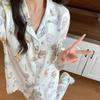 Cartoon Sausage Dog Plus Size Women's Long Sleeve Pajama Set for Spring/Autumn