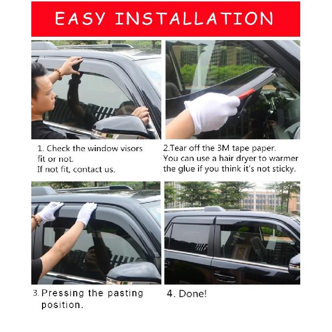 For Ford Crown Victoria 1998-2011 Auto Black Tinted Car Side Window Visor Guard Vent Awnings Shelters Rain Guard Door Ventvisor