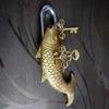 Golden Fish Design Functional Brass Lock with 2 Keys Handcrafted Collectible Decorative Showpiece Door Gate