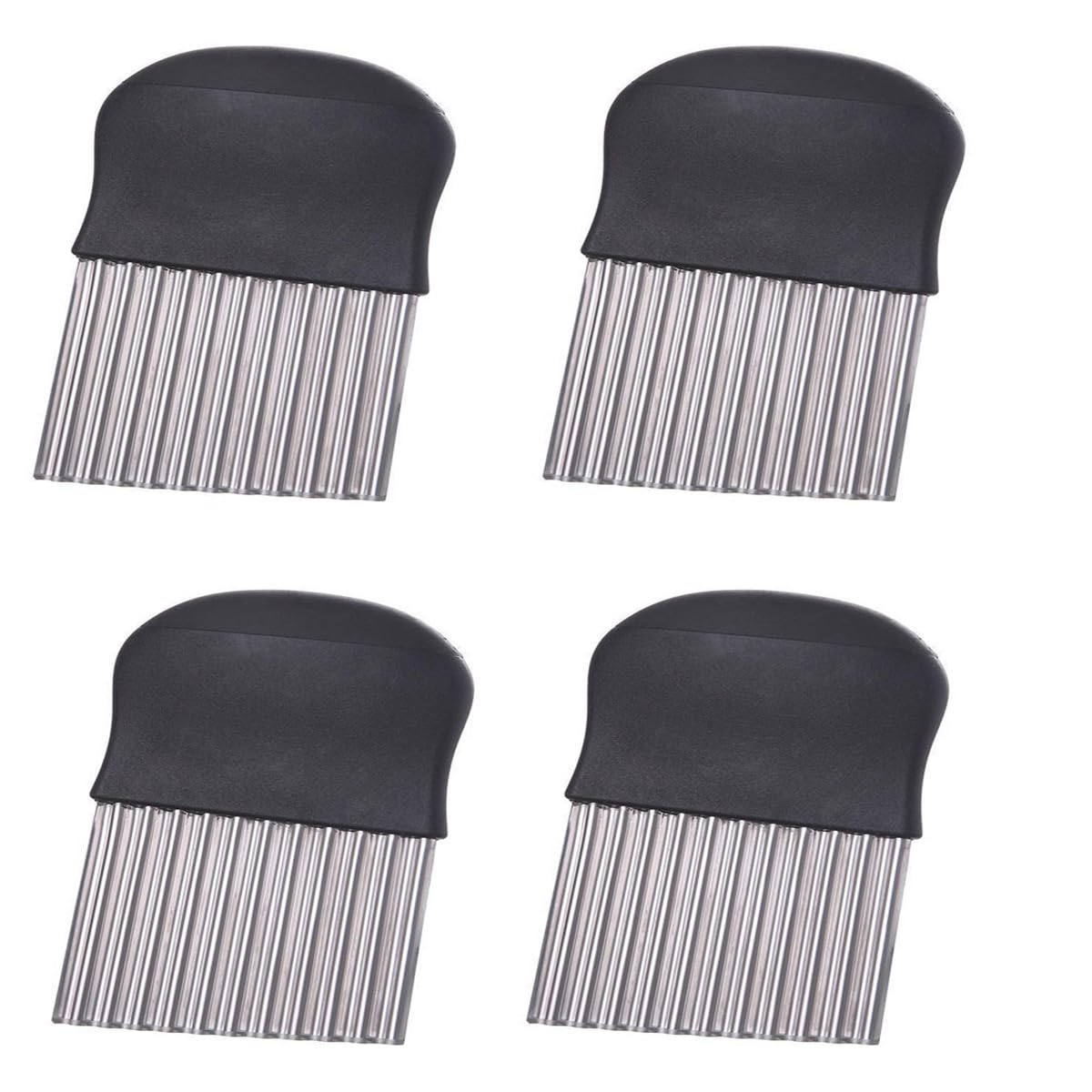 Set of 4 Stainless Steel Wavy Vegetable Cutters for Home Use Suitable for and Floral Cuts - Potatoes, Carrots, Onions, чёрный