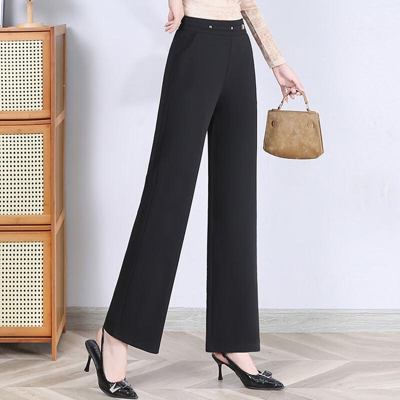 Ronghua 2025 Women's Straight-Leg High-Waist Casual Trousers