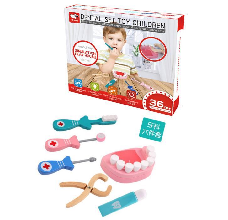 Детский деревянный набор доктора: Медицинский игровой набор «Маленький кролик» для мальчиков и девочек