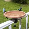 Practical Adjustable Deck Railing Bird Bath Removable Plastic Bird Bath Feeder Brown Garden Bird Bathtub Outdoor