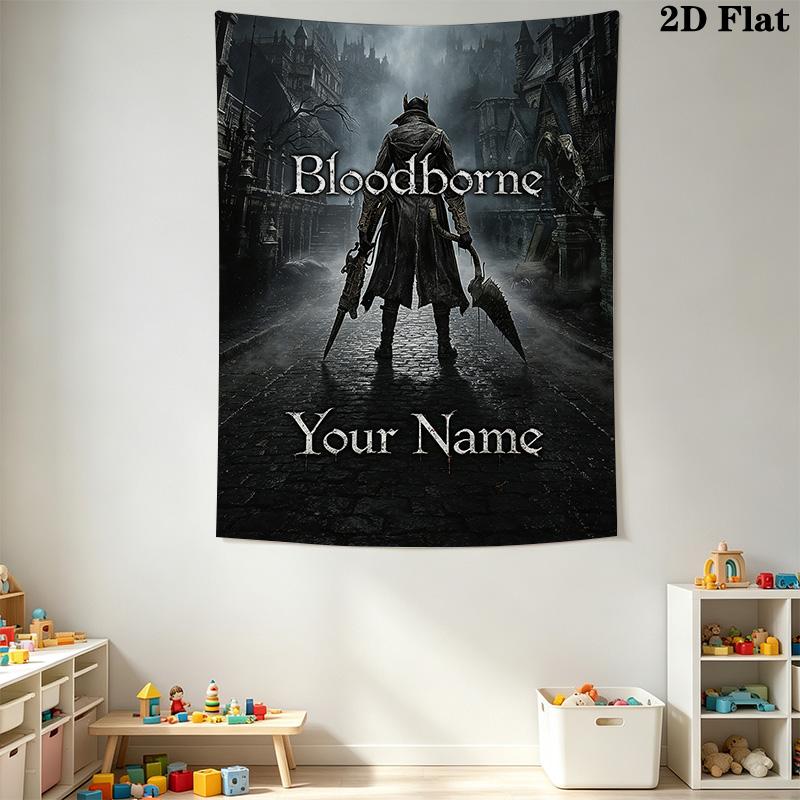 Name Custom Bloodborne Wall Tapestry Aesthetic Wall Hanging Printed Fabric Blanket Decorative Tapestries for Bedroom Living Room Home Decor