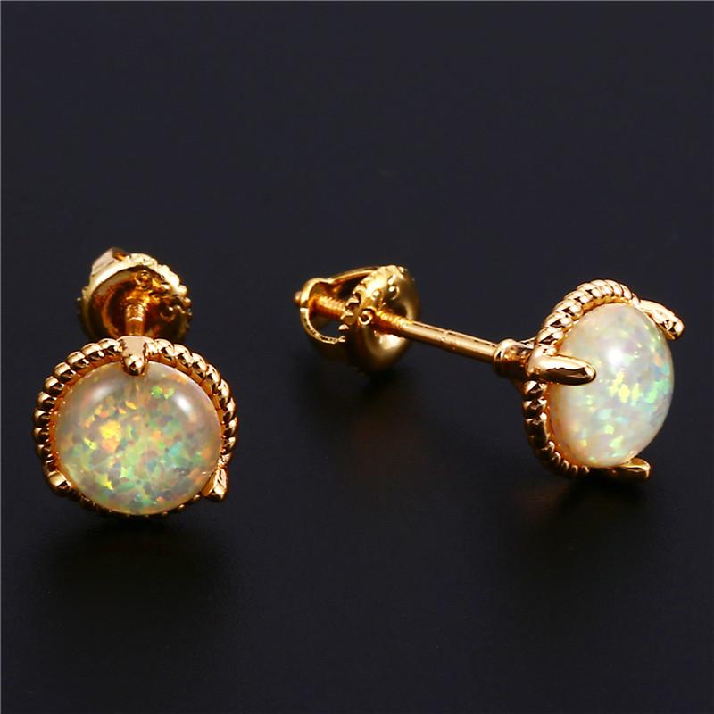 Vintage Screw Back Earrings for Women Men Gold Color Multicolor Zircon Green Blue Black Purple Crystal Wedding Stud Earrings CZ