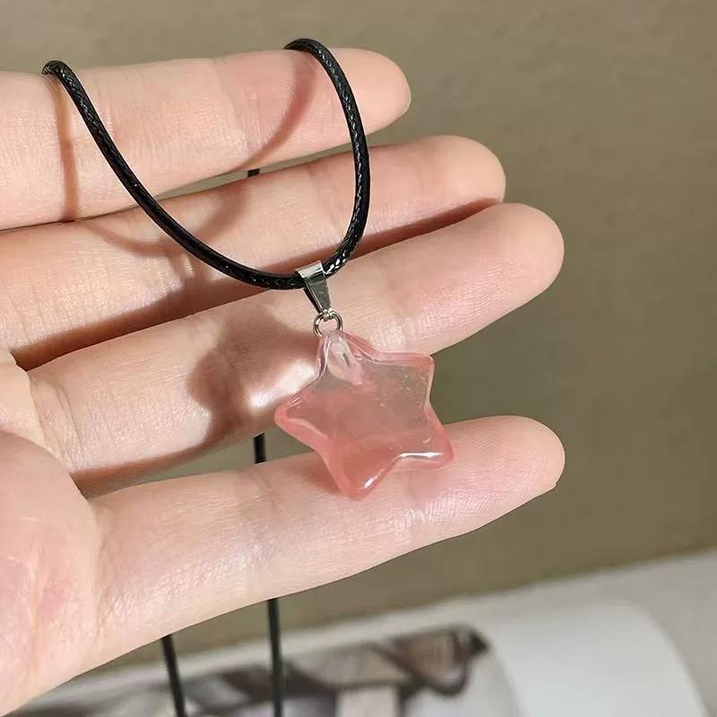 New Korean Fashion Star Pentagram Pendant Necklace for Women Men Black Rope Clavicle Chain Y2k Punk Hip-hop Party Jewelry Gift