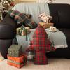 Christmas Tree Throw Pillow Retro Plaid Pattern Pillow Checkered Xmas Decorative Pillow for Festive Party Living Room Sofa Couch