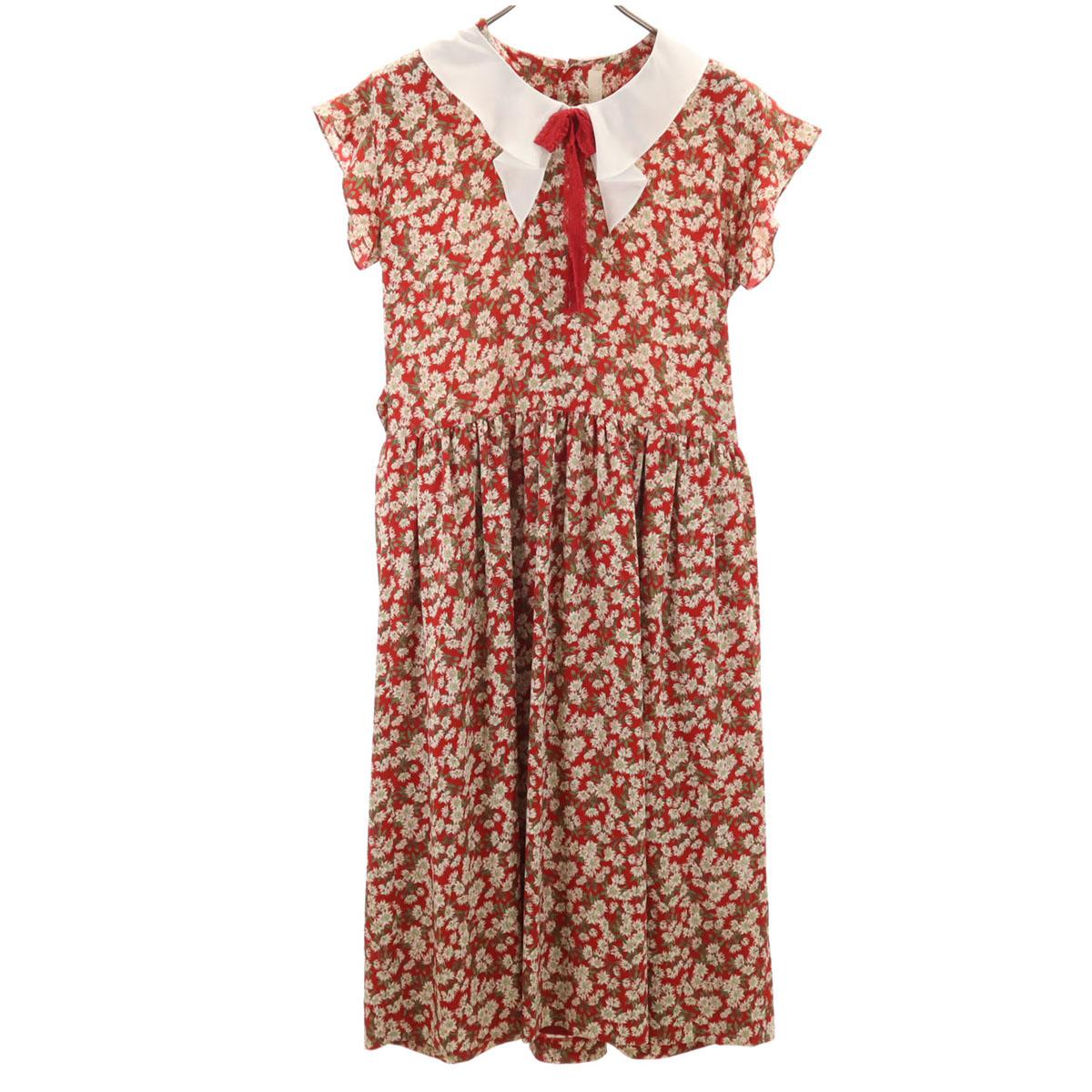 

РОЗОВЫЙ ДОМ Цветочный Короткий рукав Цельный Красный Женский Б/У