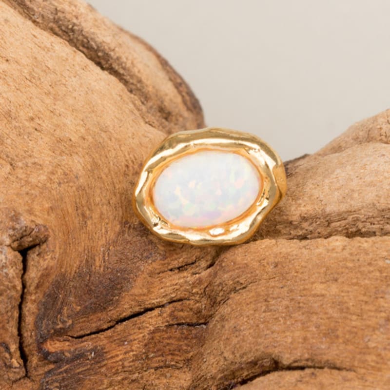 AUGUST ALICE 14K Tiny Cabochon Opal Earrings