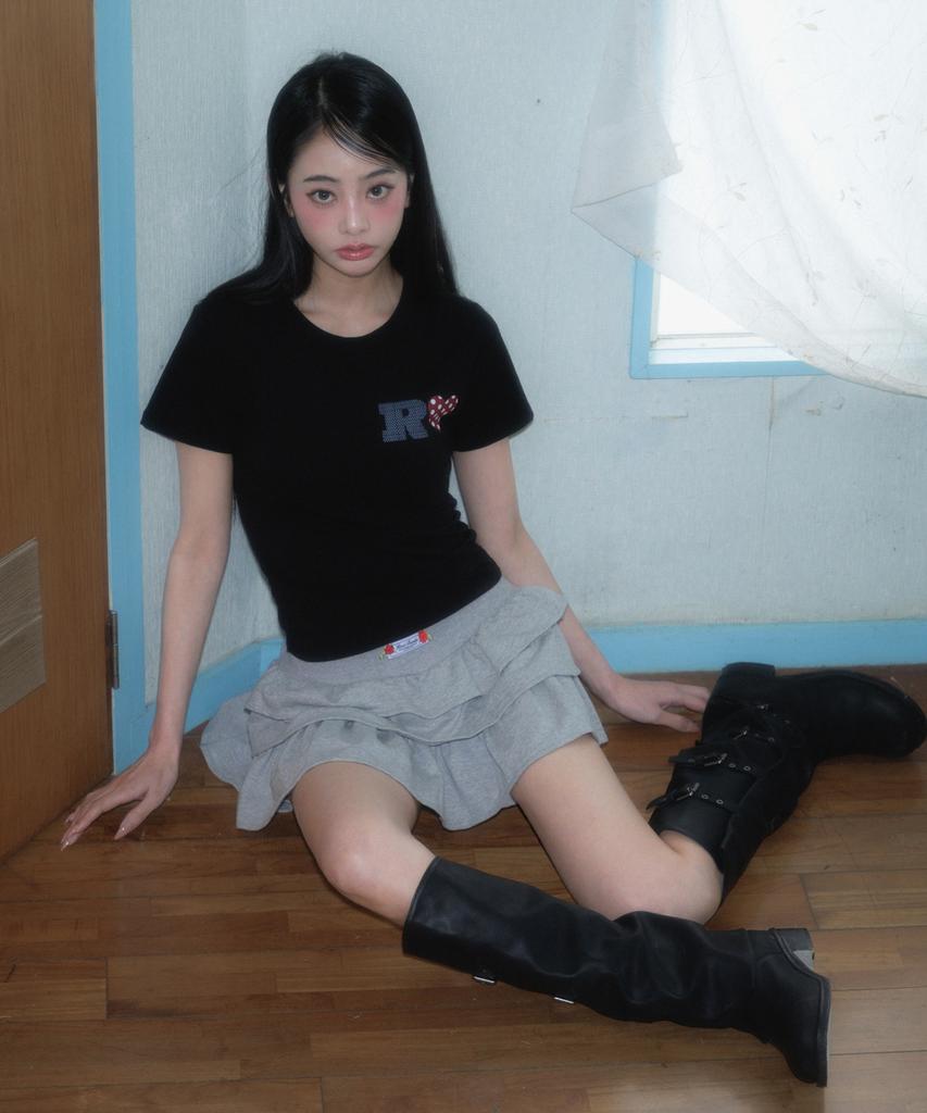 ROSEFRANTZ Dot Heart Cotton T-Shirt [Black]