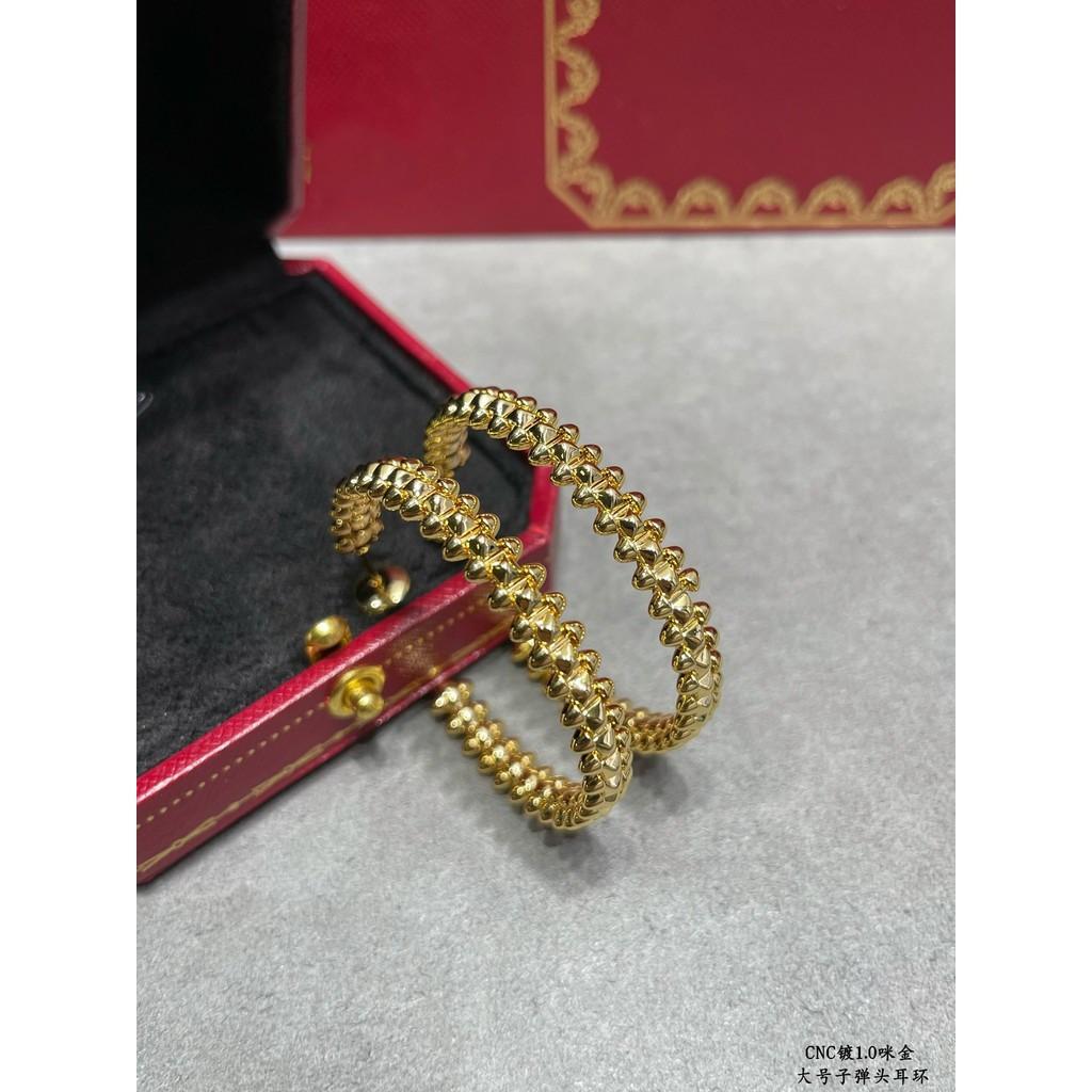 Ohrringe mit Patronenhülsen-Kopf, die Männer und Frauen tragen können, modisch und exquisit, hochwertig, kundenspezifisch, galvanisiert mit 18 Karat Gold