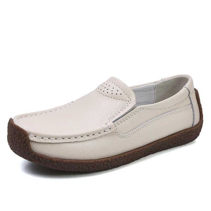 

Женская обувь осень повседневная женская обувь на один педаль ленивая легкая и удобная гнездо коровья кожа женская обувь большого размера 42 бежевый