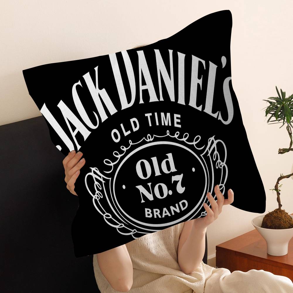 J-Jack D-Daniels Pillow Covers Cartoon Sofa Decorative Home Double-sided Printing Short Plush Cute Cushion Cover