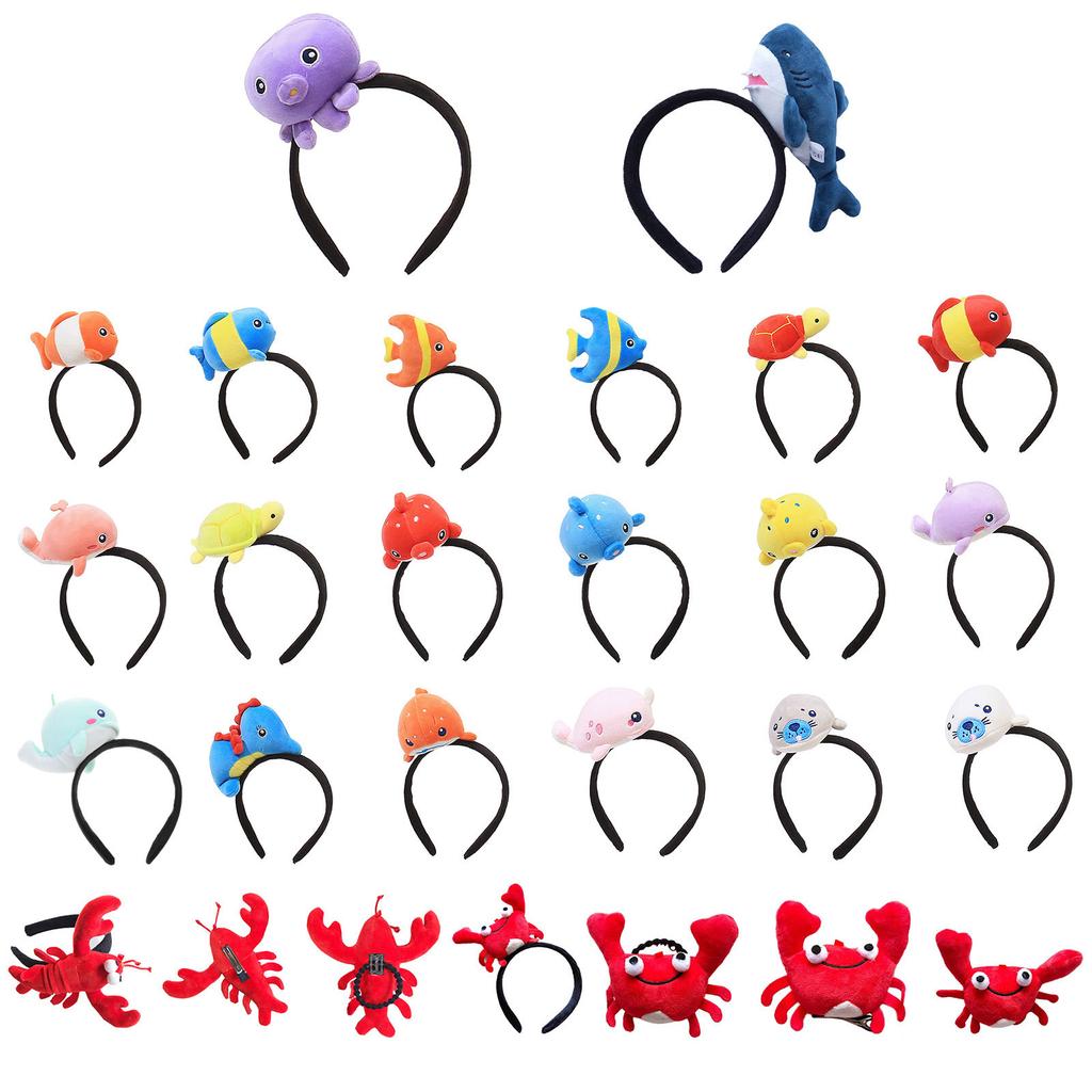 Funny Crab Lobster Fish Headband Ocean Themed Hair Hoop Stuffed Plush Animal Hairband Hair Accessories Party Decoration