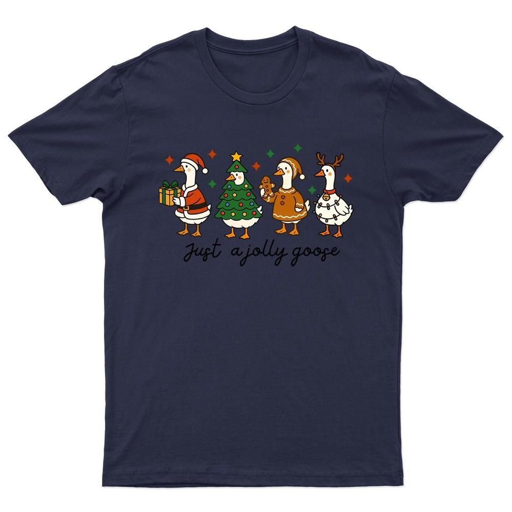 Just A Jolly Goose TShirt Unisex Gift Retro Seasonal Funny Xmas Santa Unisexs a