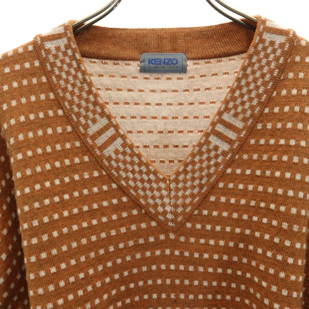 KENZO 90s Made in Japan Wool Old Overall handle Long sleeve V neck sweater Men's Used