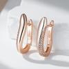 Rose Gold Color Geometric Long Earrings For Women Fashion Natural Zircon Accessories High Quality Daily Jewelry