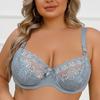 Soutien-gorge de correction en dentelle ultra-fin à armatures, Brassière grande taille pour femme avec double rangée de fermetures au dos