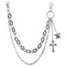 Hip Hop Skull Cross Pendant Metal Waist Chain For Men And Women