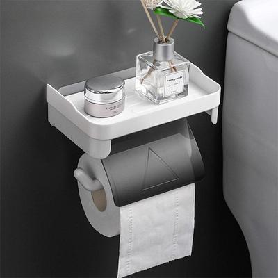 Punch-Free Toilet Paper Holder Wall Mounted Tissue Box Bathroom Accessories Waterproof Roll Paper Storage Holder Shelf