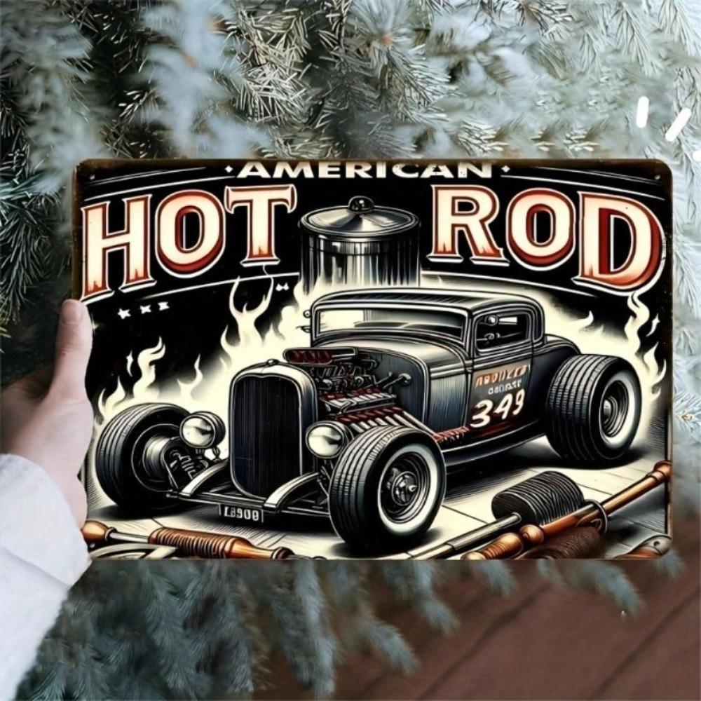 Vintage Hot Rod Metal Poster Wall Art Retro Garage Decor 8x12 Inch