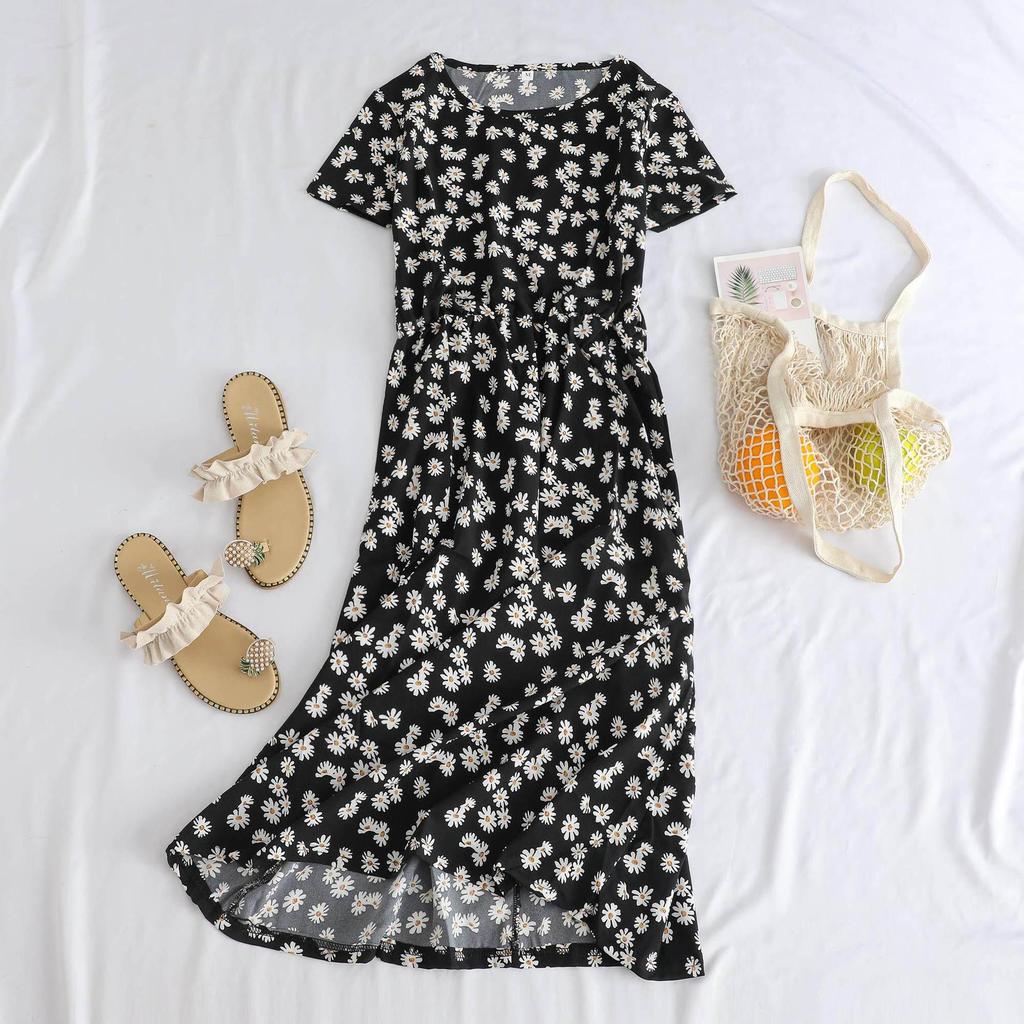 Elegant Mid-Length Short-Sleeved Dress for Middle-Aged and Elderly Women - Fashionable and Age-Reducing
