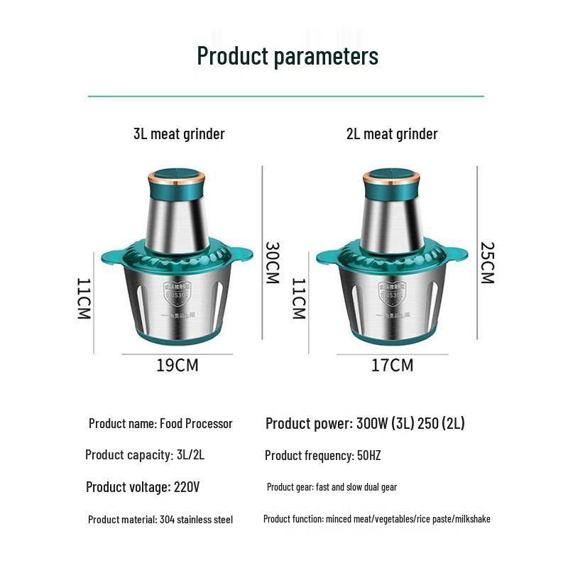 Compact Electric Meat Grinder: Stainless Steel, Large Capacity, Multifunctional for Meat, Garlic, and Food Processing.