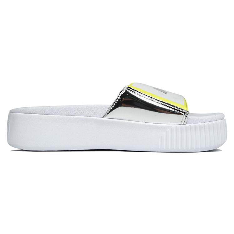 Puma Womens Platform Slide TZ 'White Silver' (women's Sizes) White / Silver Slide Slippers 369421 01