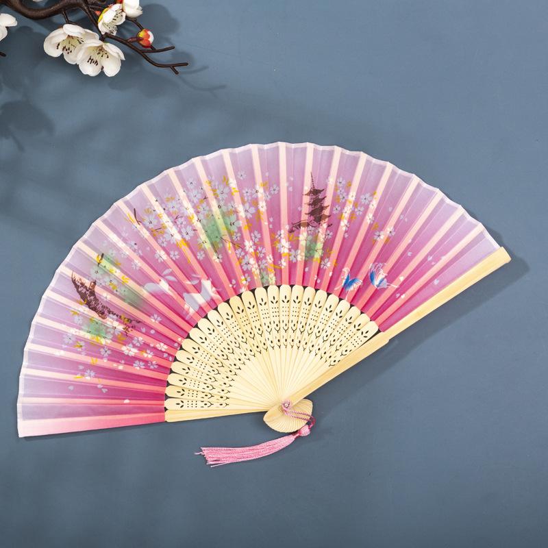 Classical Chinese Dance Fan - Handmade Bamboo Folding Fan for Wall Decor, Performance Costume & Partition Screen