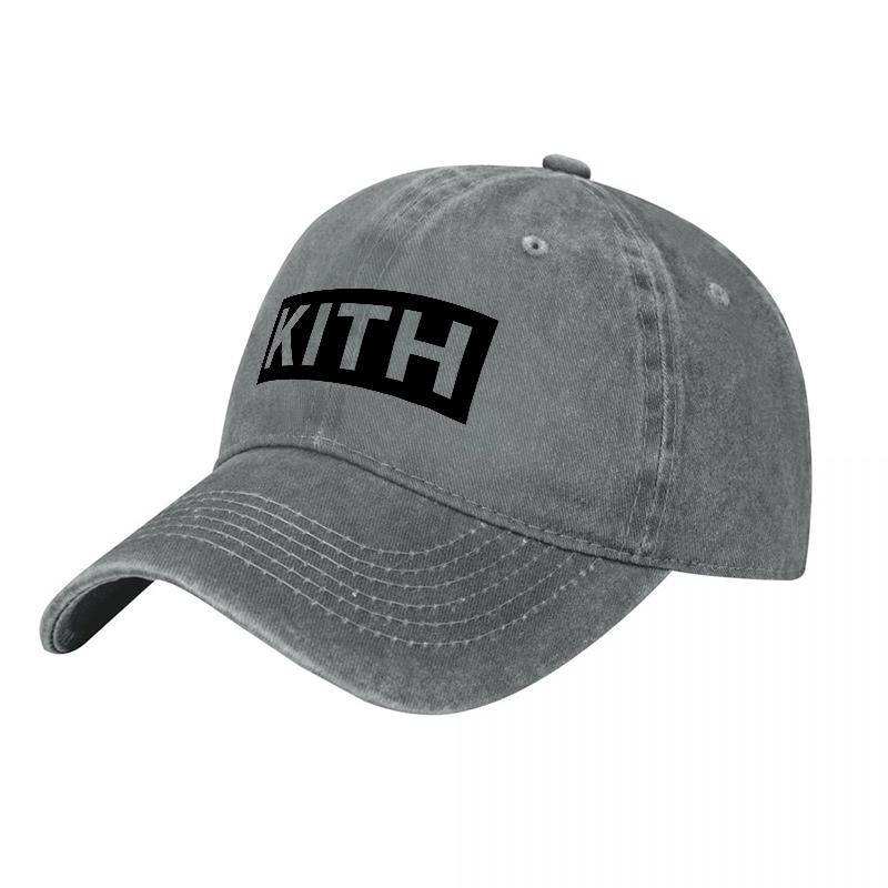 Kith Logo Washed Cotton Baseball Cap Classic Fit Unisex Design Black Color Durable Fabric Comfortable Wear Everyday Style