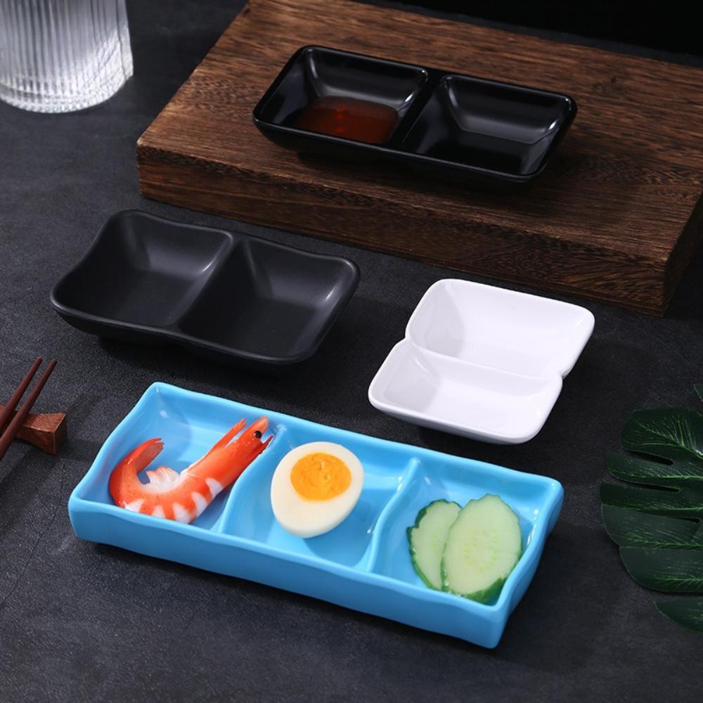 Flavor Dish Reusable French Fries Dipping Plate Multi Grid Flavor Dish Separated Hot Pot Seasoning Tray for Restaurant Kitchen