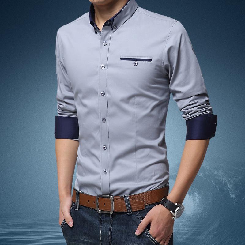 Business Langarmhemd Kariert Casual Slim Bügelfrei Dünnes Herrenhemd