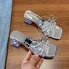French Stunning Bow Temperament Rhinestone Sandals Fairy Style with Skirt Sandals Female Summer New