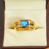 Blue Topaz Oval Cut With 925 Sterling Silver Gold Plated Ring For Men's #A871 JL375669018792