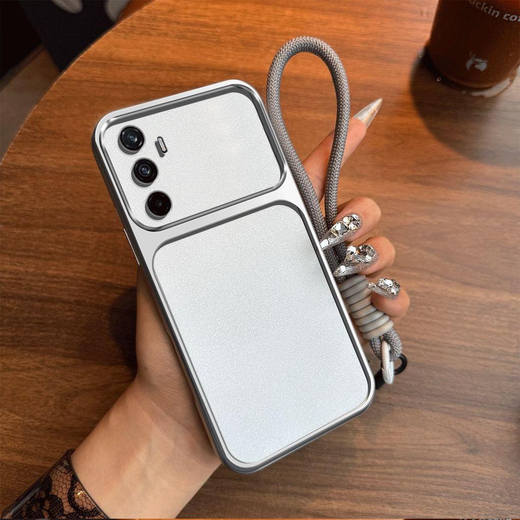 Luxury Big Window Phone Case with Lanyard for realme C65 4G Premium Textured Casing