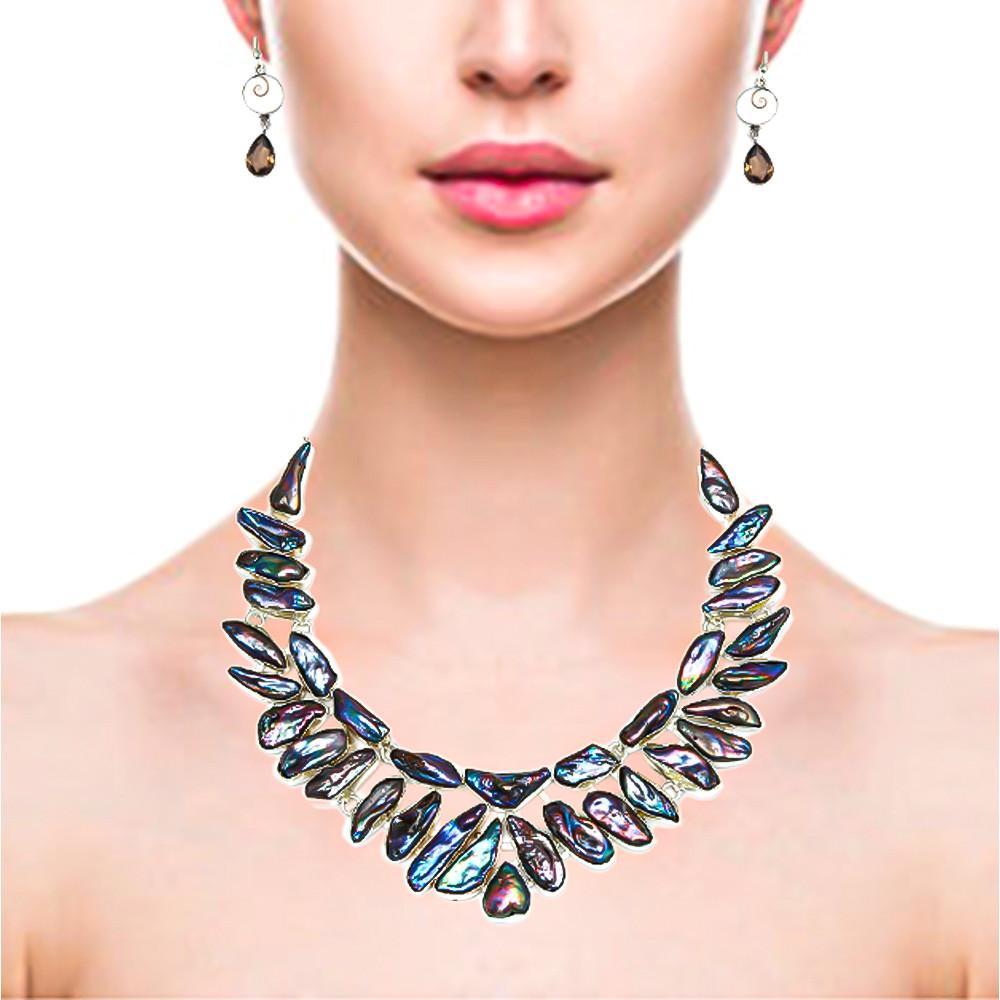 Titanium Viva Pearl Smoky Quartz Jewelry Necklace &Set  18-20''