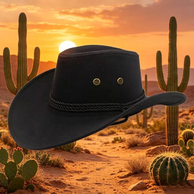 Artificial Suede Western Cowboy Hats Vintage Big-edge Gentleman Cowgirl Jazz Hat Holidays Party Cosplay Ha