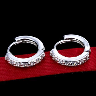 Pendientes de Imitación de Moda Temperamento para Mujer Pendientes de Diamantes de una Sola Fila Super Brillantes Hebillas de Oreja para Mujer