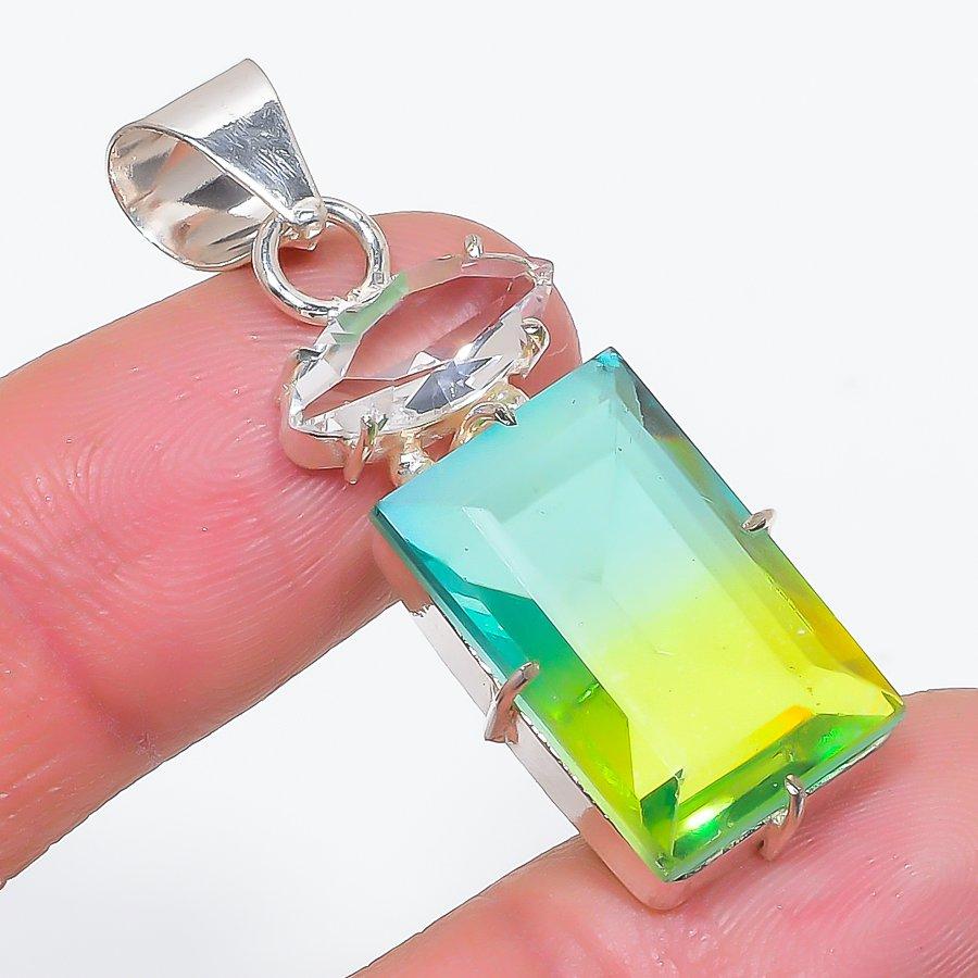 

Natural Bi-Color Tourmaline 925 Sterling Silver Jewelry Pendant 1.77 V2W04