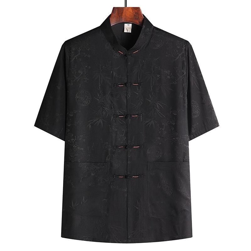 Elderly Men's Ice Silk Short Sleeve Tang Suit