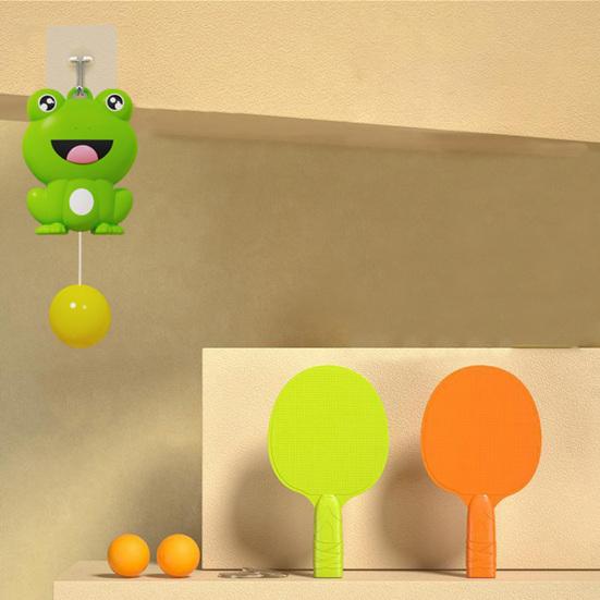 1 Set Tennis Trainer Highly Resilient Height Adjustable Hand-eye Coordination Cartoon Rabbit Table Tennis Trainer Indoor Sports